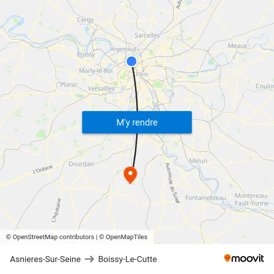 Asnieres-Sur-Seine to Boissy-Le-Cutte map