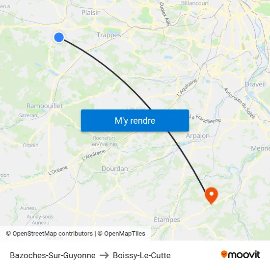 Bazoches-Sur-Guyonne to Boissy-Le-Cutte map