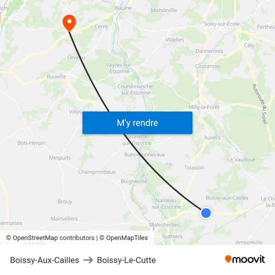 Boissy-Aux-Cailles to Boissy-Le-Cutte map