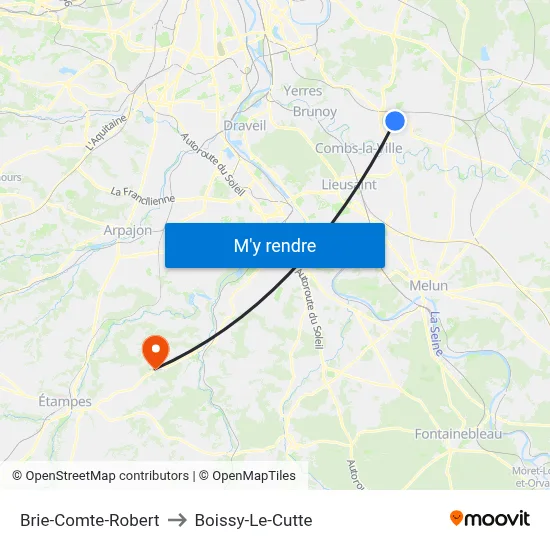 Brie-Comte-Robert to Boissy-Le-Cutte map