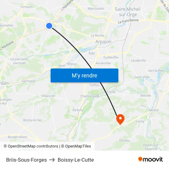 Briis-Sous-Forges to Boissy-Le-Cutte map