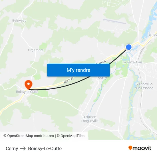 Cerny to Boissy-Le-Cutte map