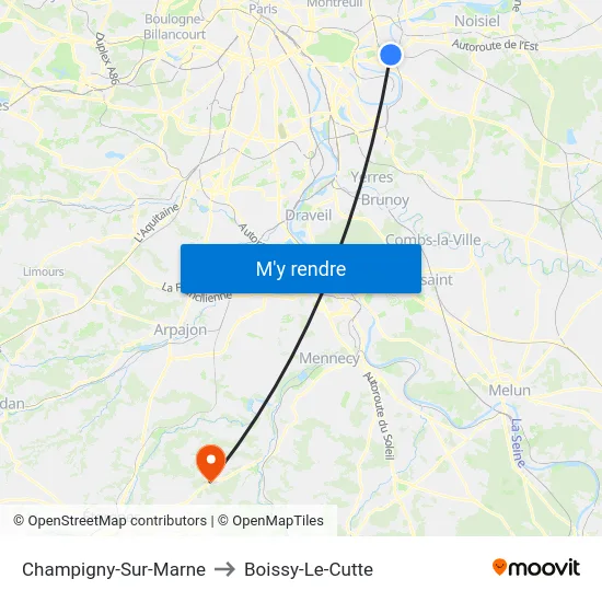Champigny-Sur-Marne to Boissy-Le-Cutte map