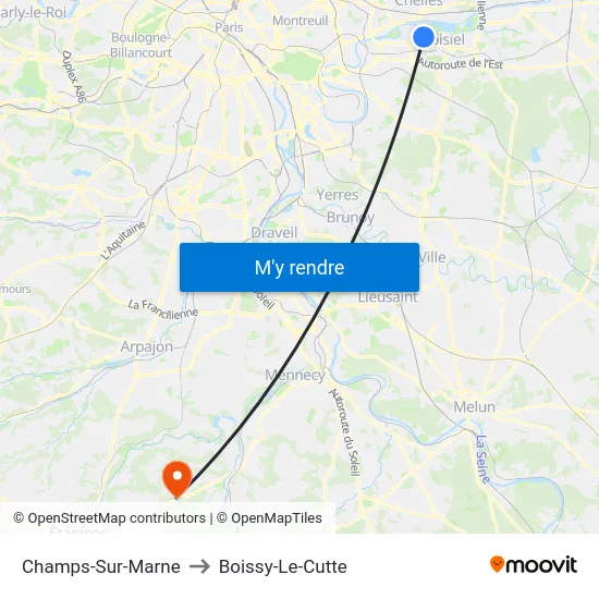 Champs-Sur-Marne to Boissy-Le-Cutte map