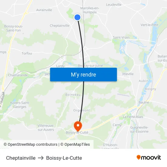Cheptainville to Boissy-Le-Cutte map