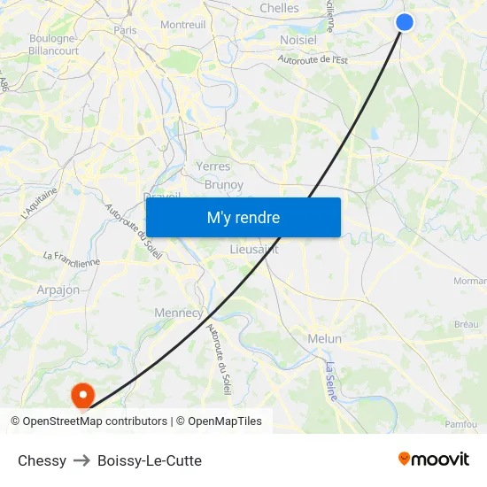 Chessy to Boissy-Le-Cutte map
