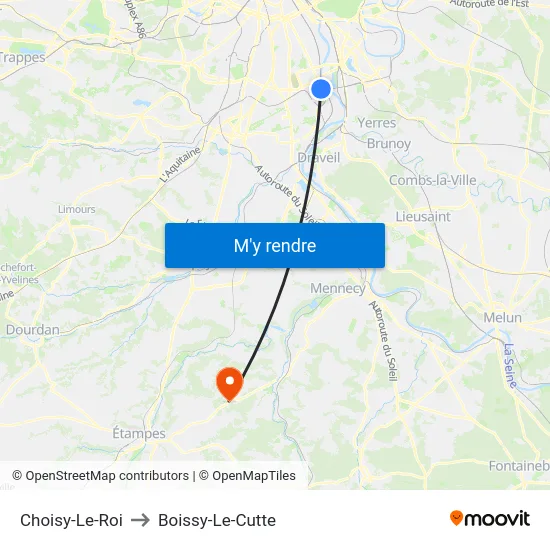 Choisy-Le-Roi to Boissy-Le-Cutte map