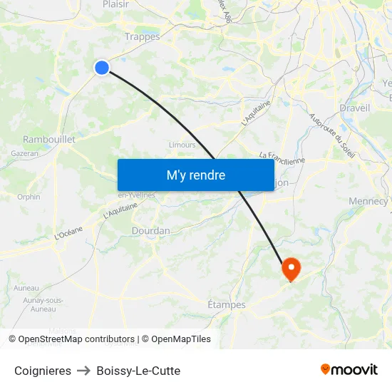 Coignieres to Boissy-Le-Cutte map