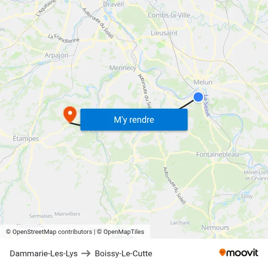 Dammarie-Les-Lys to Boissy-Le-Cutte map