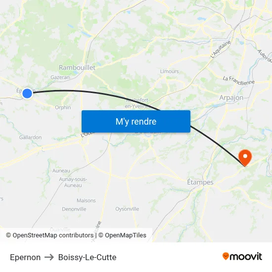 Epernon to Boissy-Le-Cutte map
