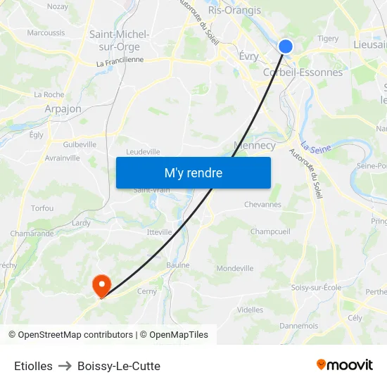 Etiolles to Boissy-Le-Cutte map