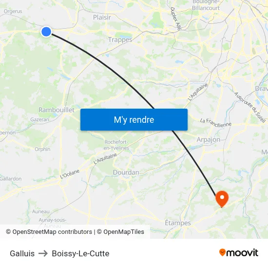 Galluis to Boissy-Le-Cutte map