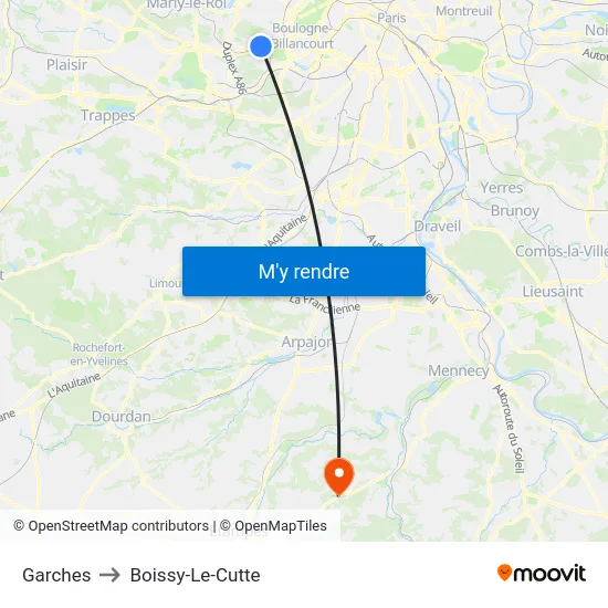 Garches to Boissy-Le-Cutte map