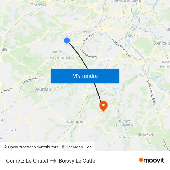 Gometz-Le-Chatel to Boissy-Le-Cutte map