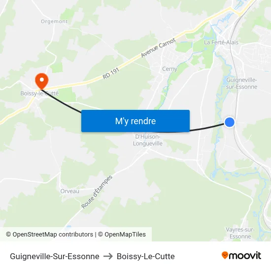 Guigneville-Sur-Essonne to Boissy-Le-Cutte map