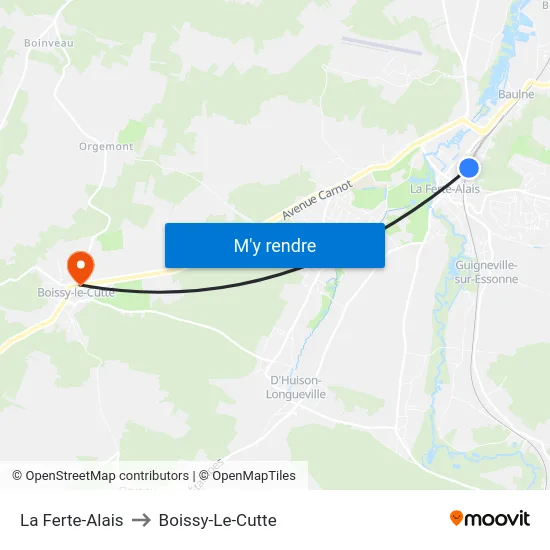 La Ferte-Alais to Boissy-Le-Cutte map