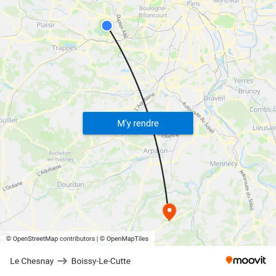 Le Chesnay to Boissy-Le-Cutte map