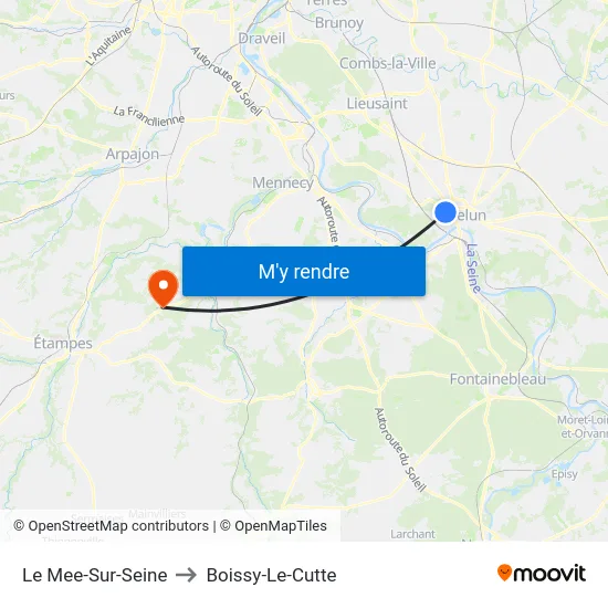 Le Mee-Sur-Seine to Boissy-Le-Cutte map