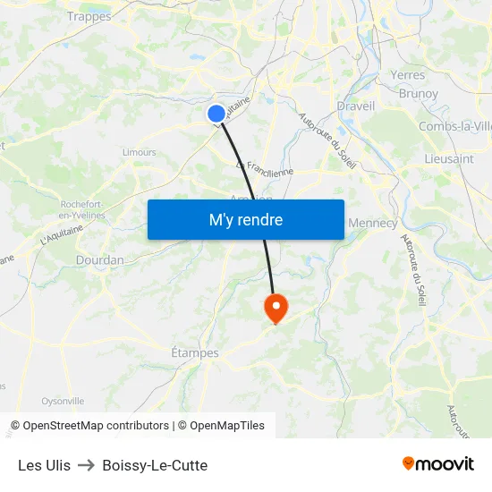 Les Ulis to Boissy-Le-Cutte map