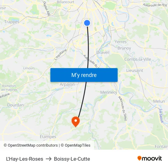 L'Hay-Les-Roses to Boissy-Le-Cutte map