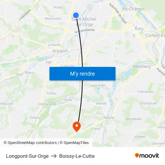 Longpont-Sur-Orge to Boissy-Le-Cutte map
