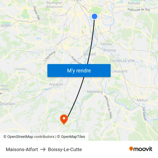 Maisons-Alfort to Boissy-Le-Cutte map