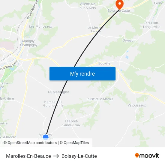 Marolles-En-Beauce to Boissy-Le-Cutte map