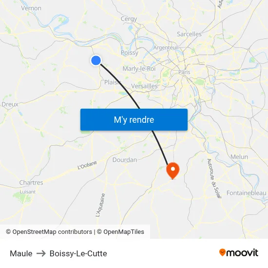 Maule to Boissy-Le-Cutte map