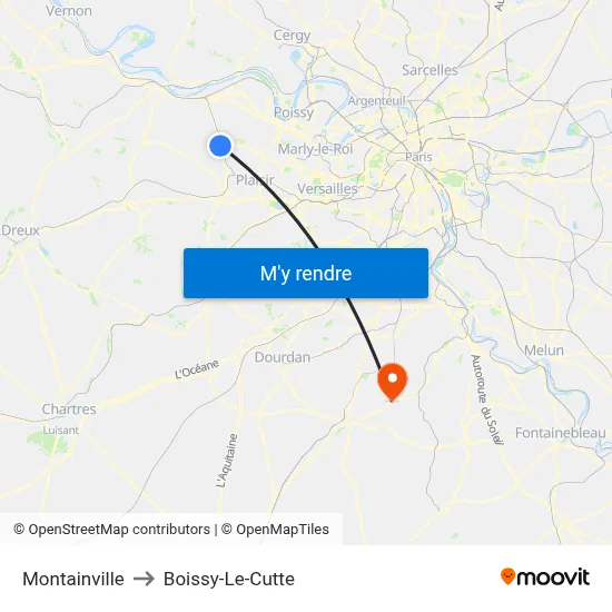 Montainville to Boissy-Le-Cutte map