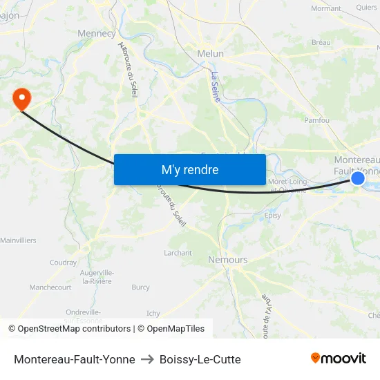 Montereau-Fault-Yonne to Boissy-Le-Cutte map