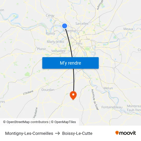 Montigny-Les-Cormeilles to Boissy-Le-Cutte map