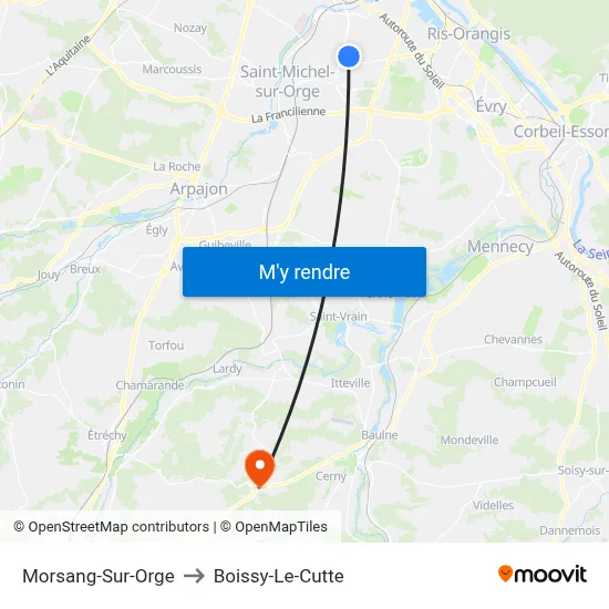 Morsang-Sur-Orge to Boissy-Le-Cutte map