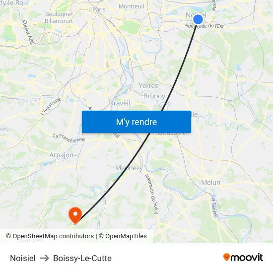 Noisiel to Boissy-Le-Cutte map