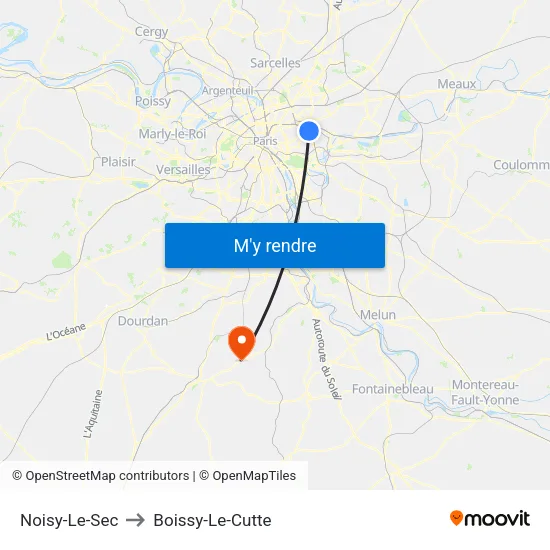 Noisy-Le-Sec to Boissy-Le-Cutte map