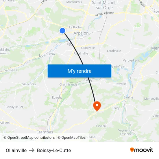 Ollainville to Boissy-Le-Cutte map
