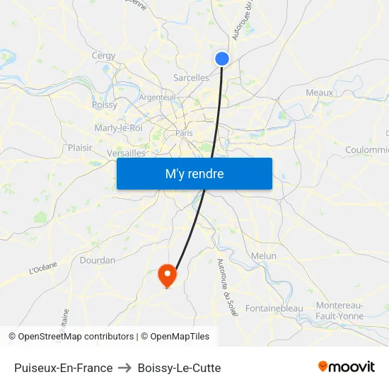 Puiseux-En-France to Boissy-Le-Cutte map