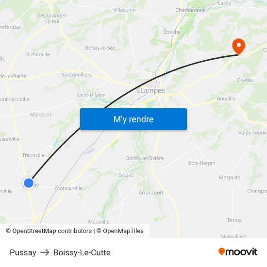 Pussay to Boissy-Le-Cutte map