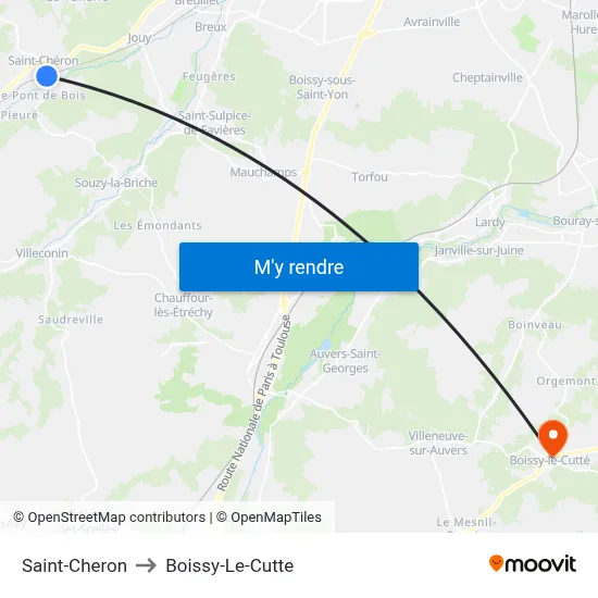 Saint-Cheron to Boissy-Le-Cutte map