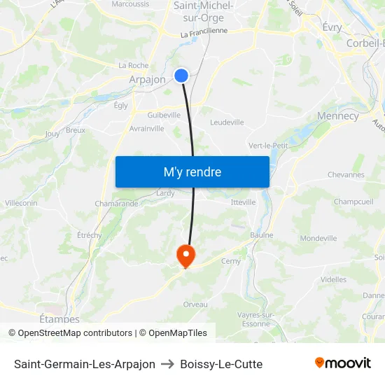 Saint-Germain-Les-Arpajon to Boissy-Le-Cutte map
