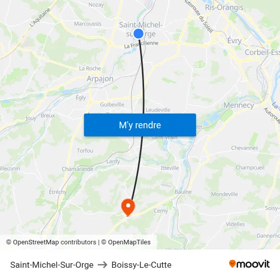 Saint-Michel-Sur-Orge to Boissy-Le-Cutte map