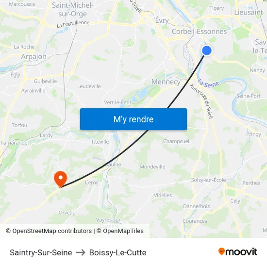 Saintry-Sur-Seine to Boissy-Le-Cutte map