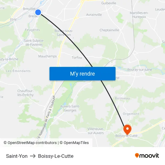 Saint-Yon to Boissy-Le-Cutte map