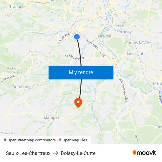 Saulx-Les-Chartreux to Boissy-Le-Cutte map