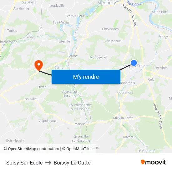 Soisy-Sur-Ecole to Boissy-Le-Cutte map