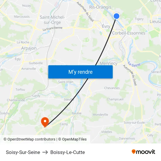 Soisy-Sur-Seine to Boissy-Le-Cutte map