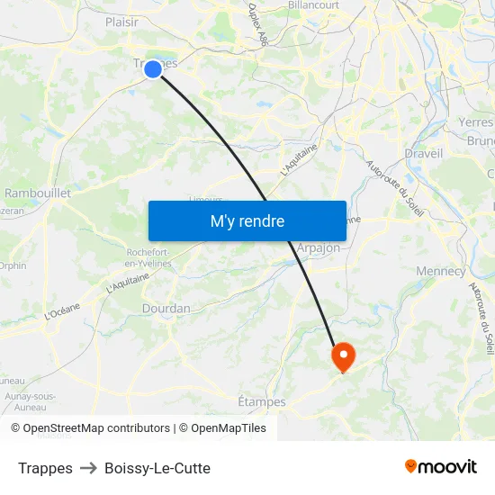 Trappes to Boissy-Le-Cutte map