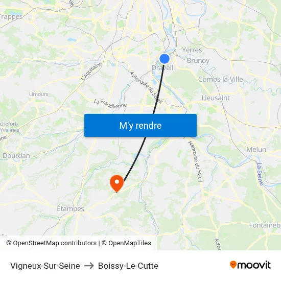 Vigneux-Sur-Seine to Boissy-Le-Cutte map