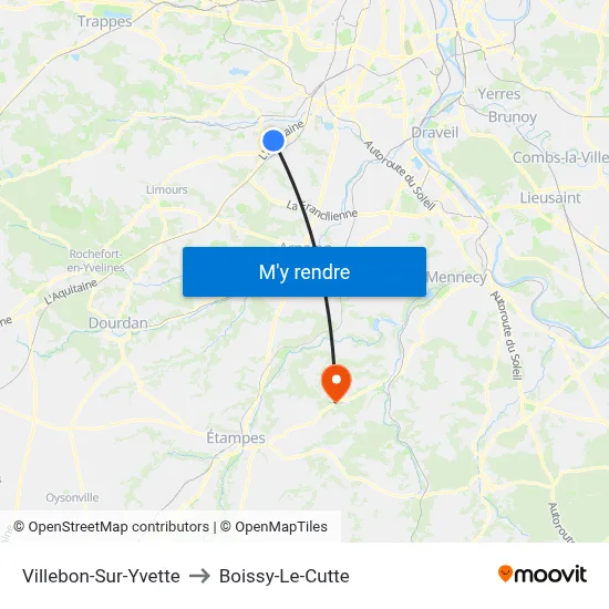 Villebon-Sur-Yvette to Boissy-Le-Cutte map