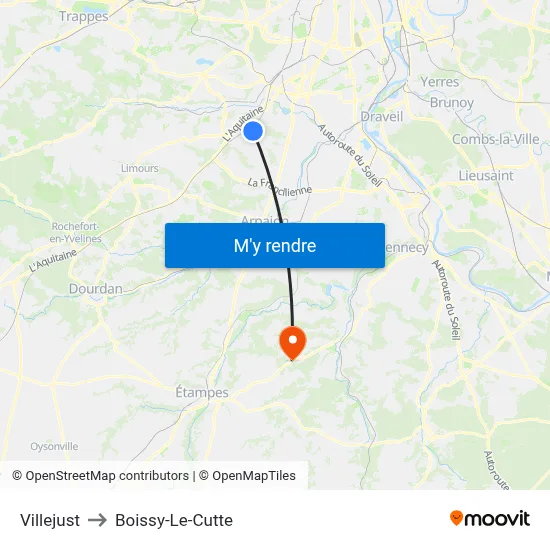 Villejust to Boissy-Le-Cutte map