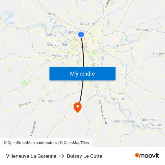 Villeneuve-La-Garenne to Boissy-Le-Cutte map